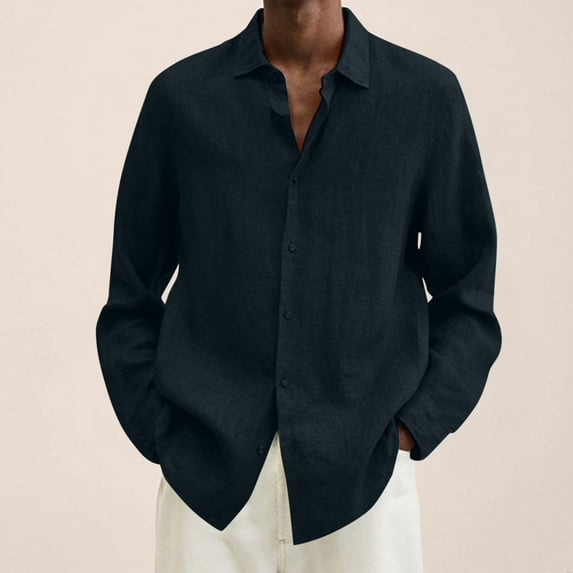 XIAOFFENN Sweater For Men, Men's Muscle Fit Dress Shirts Wrinkle-Free Long Sleeve Casual Button Down Shirt Navy XXXXXL
