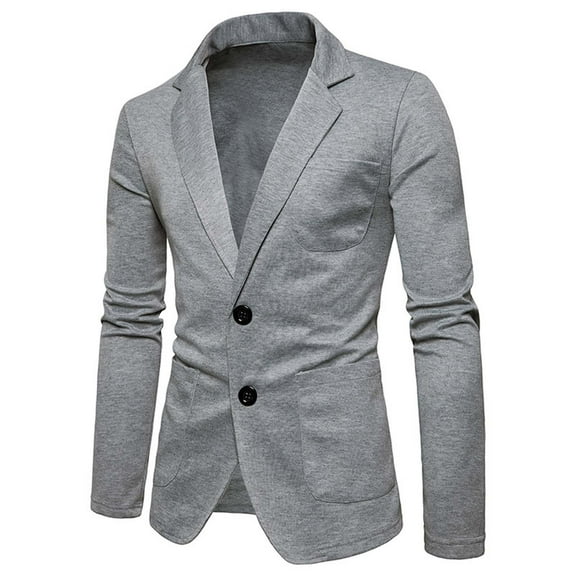 XIAOFFENN Windbreaker Men, Men's Casual Suit Slim-fit Blazer Jackets Lightweight Sports Coat Two Button Suit Jackets Corduroy Jacket Gray Medium