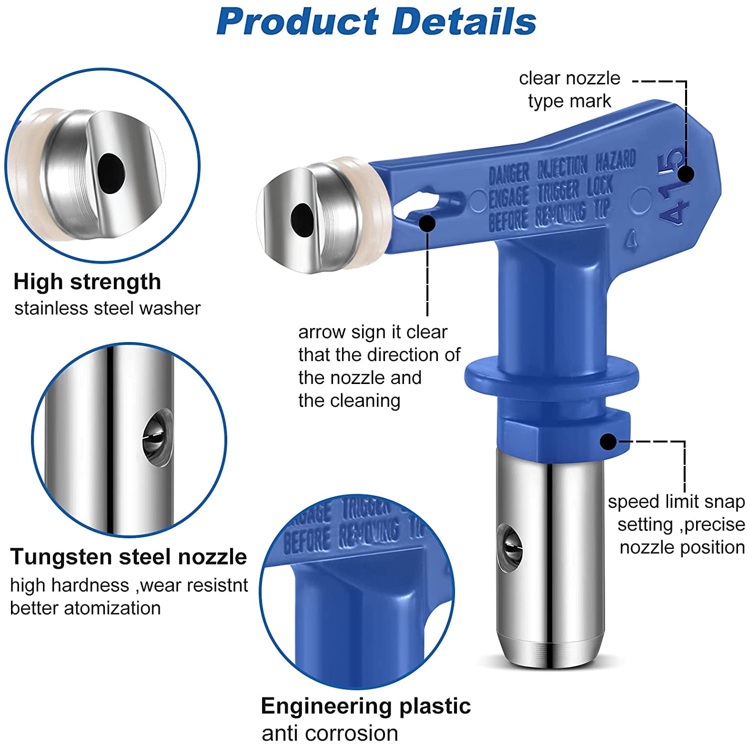 XIAOGZAHUOP 4 HighQuality Reversible Spray Tips for Airless Paint