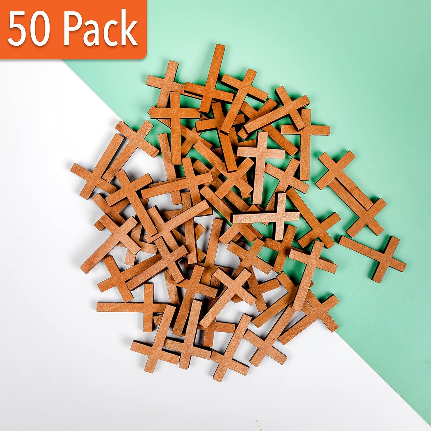 XIAOGZAHUOP 50 Pack of Small Wooden Crosses in Bulk 1.2x1.75 Inches