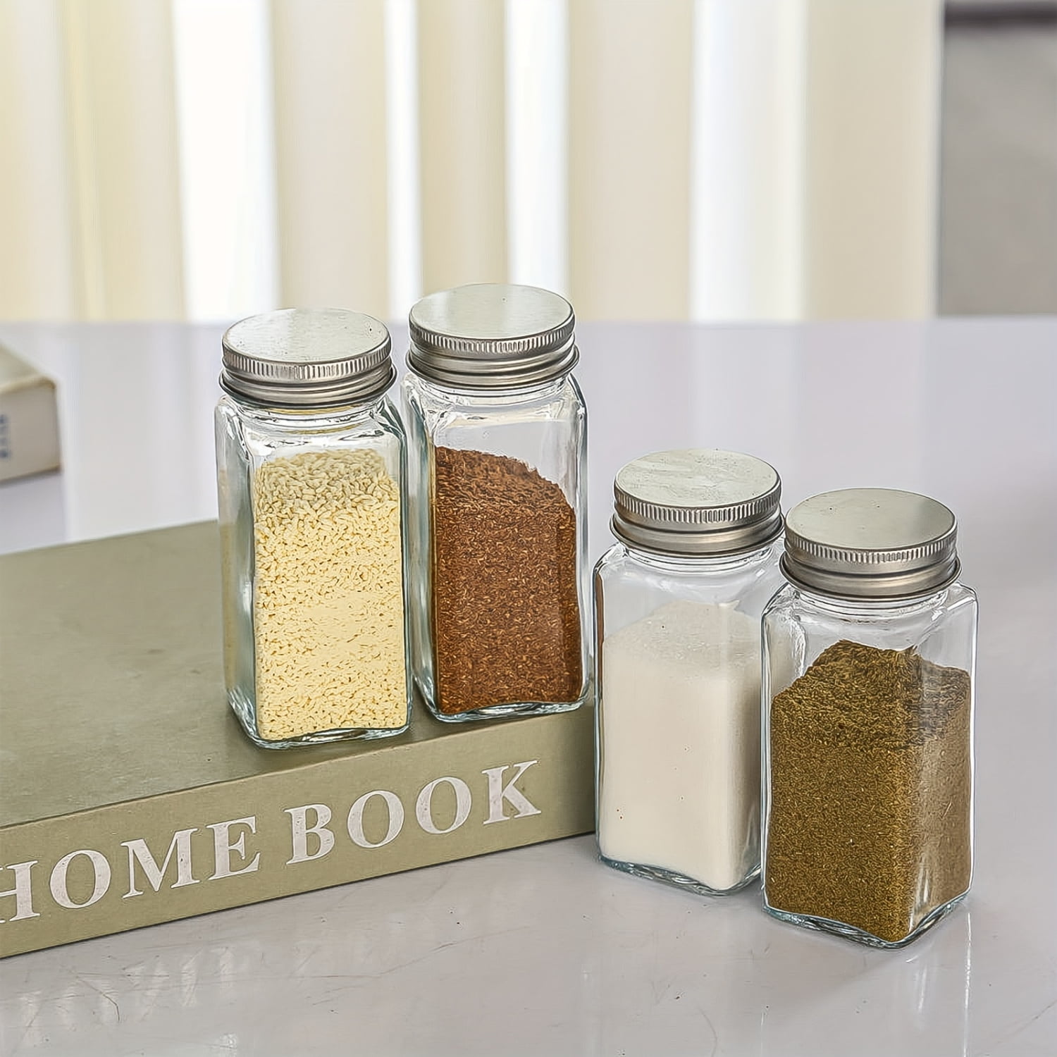 XIAOGZAHUOP Glass Seasoning Container Set With 6/9pcs Square Spice