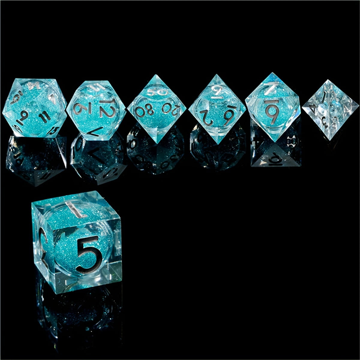 XIAOGZAHUOP Handmade Semi Transparent Resin Polyhedral Dice Set