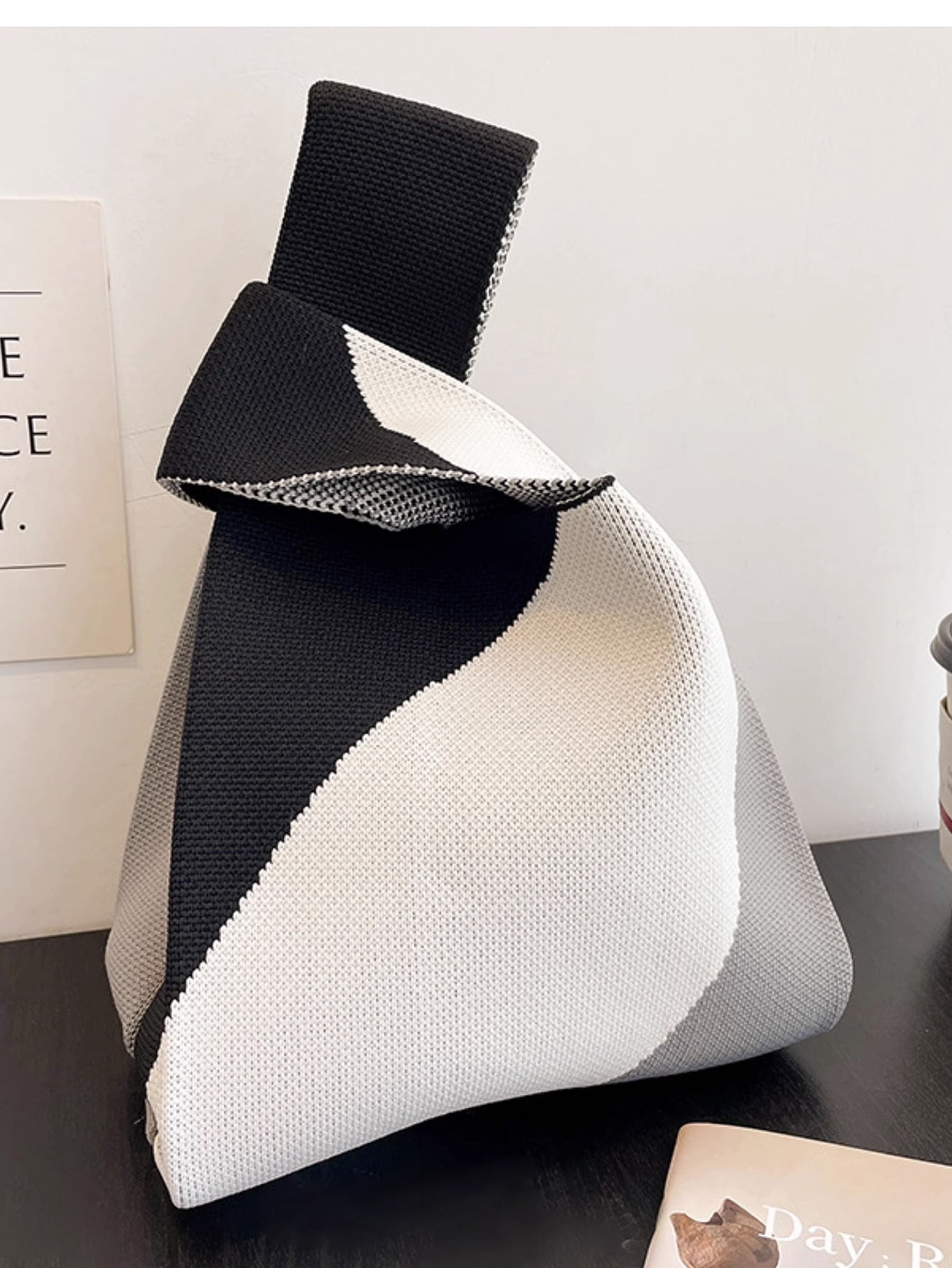 XIAOGZAHUOP Lightweight Black & White Knitted Crocheted Hollow Out