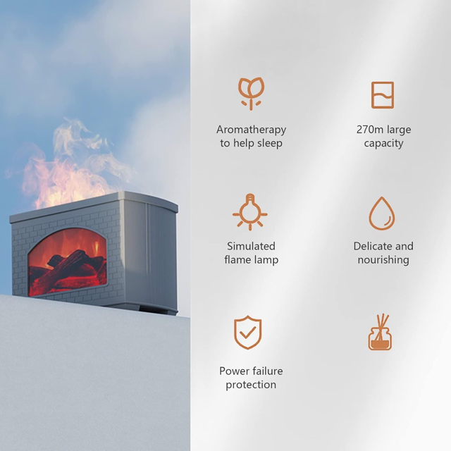 XIAOGZAHUOP Quiet and Efficient 270ml Cool Mist Essential Oil Flame