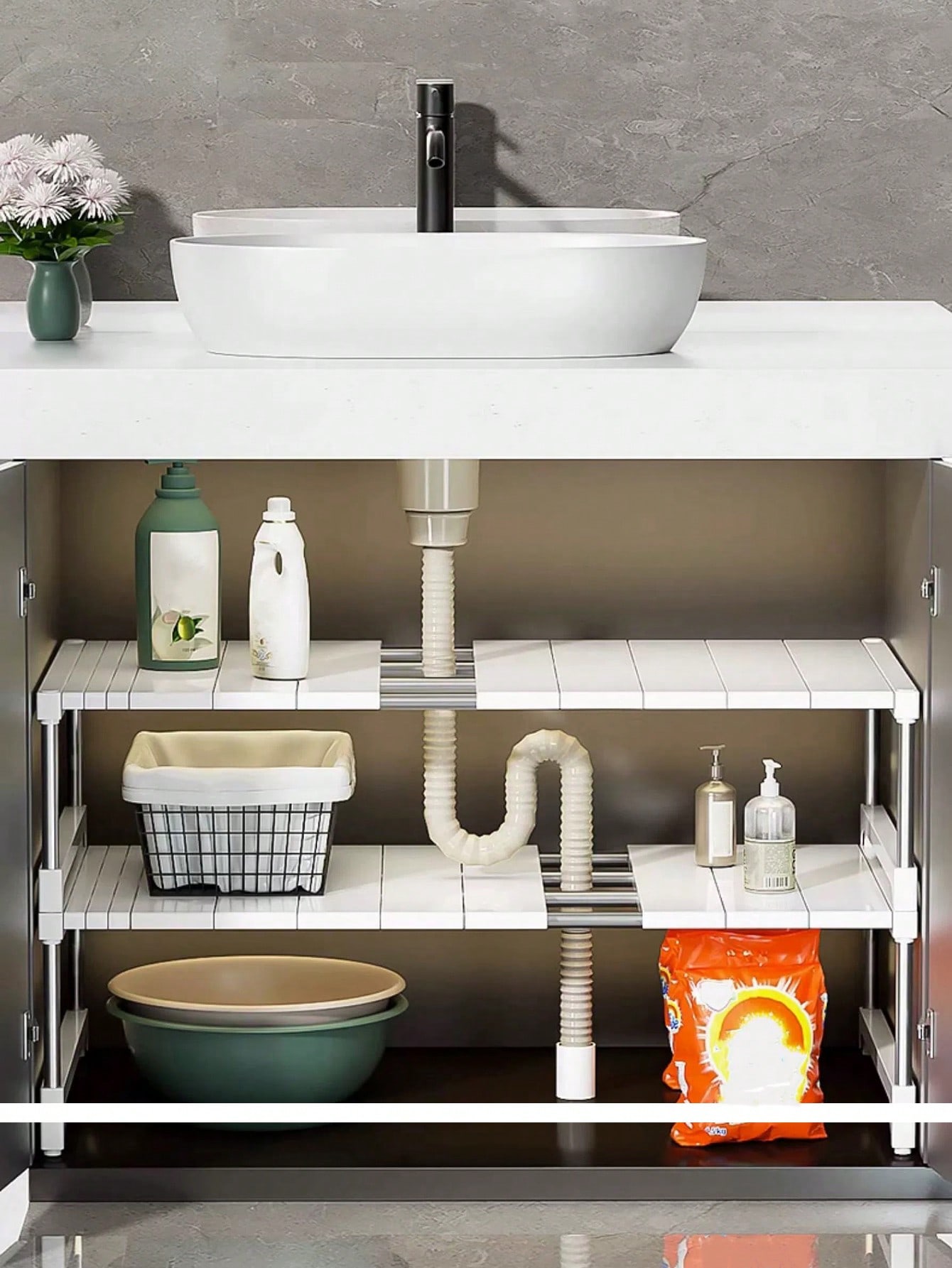 XIAOGZAHUOP Retractable Bathroom Rack for Organizing Bathroom