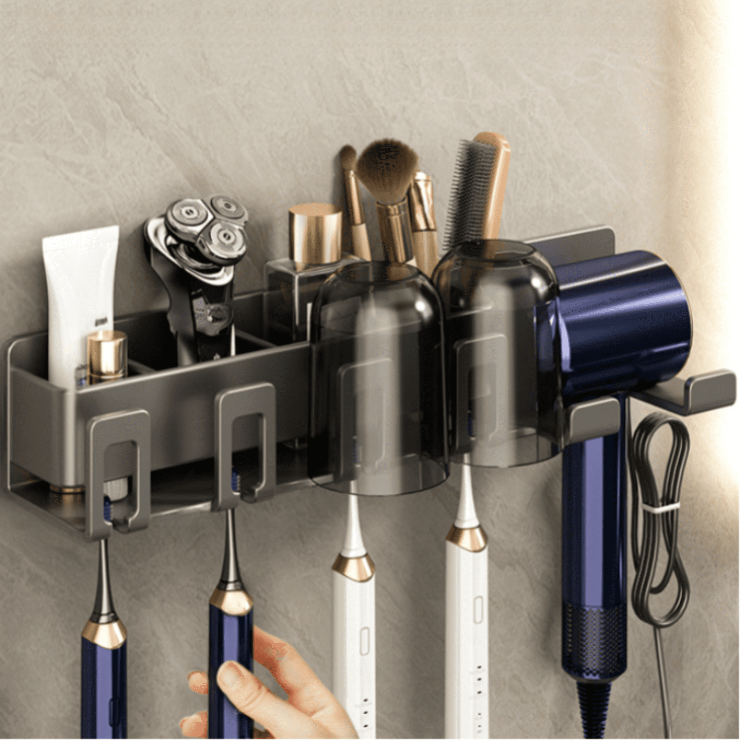 XIAOGZAHUOP Space-Saving Wall-Mounted Bathroom Organizer Rack With ...