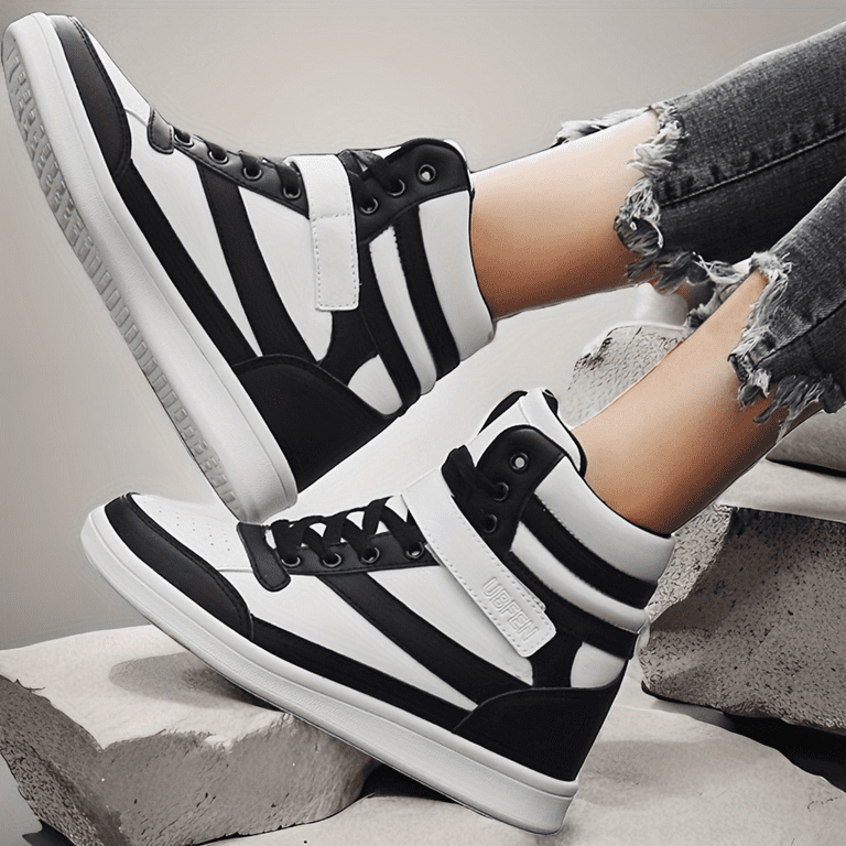 XIAOGZHP Girls Retro Hidden Wedge High Top Sneakers Add a Vibrant 80s Flair to Your Wardrobe Stay on trend with these Fashionable Tennis Shoes Featuring a Modern Twist on a Classic De