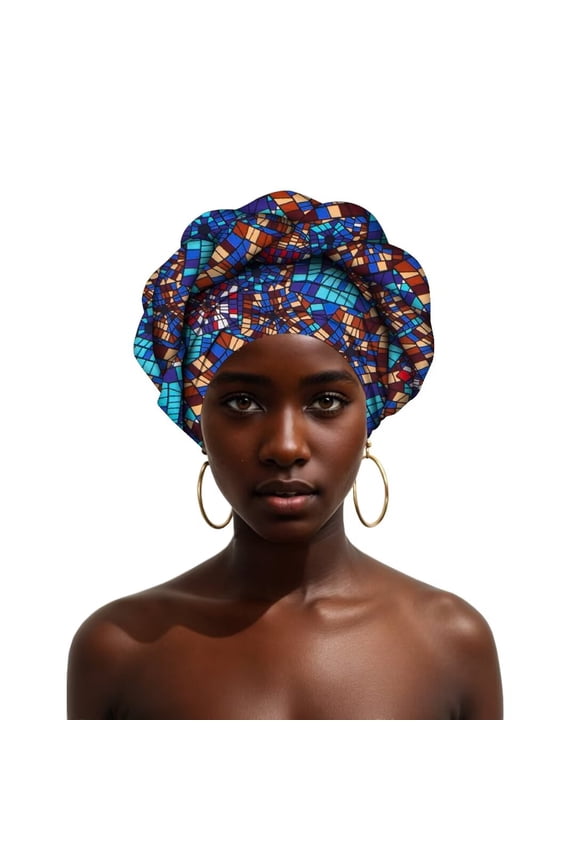 2pcs set African Turban Head Scarf for Women Hairwrap Jersey Headwrap Beanie Cap Hat Bonnet Headbands Headwear