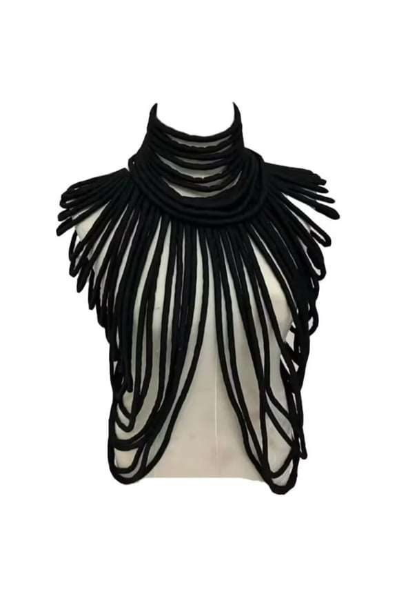African Ankara Kente Handmade Necklace for Women Multi Strand Fabric Shawl Exotic Rope Necklace and Short Choker 2 Pieces