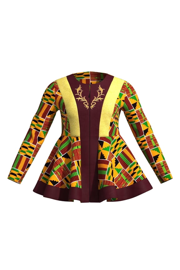 African Coat Tops for Women Dashiki Ankara Zipper Coat Batik Wax Printing Jacket Cotton Long Sleeve