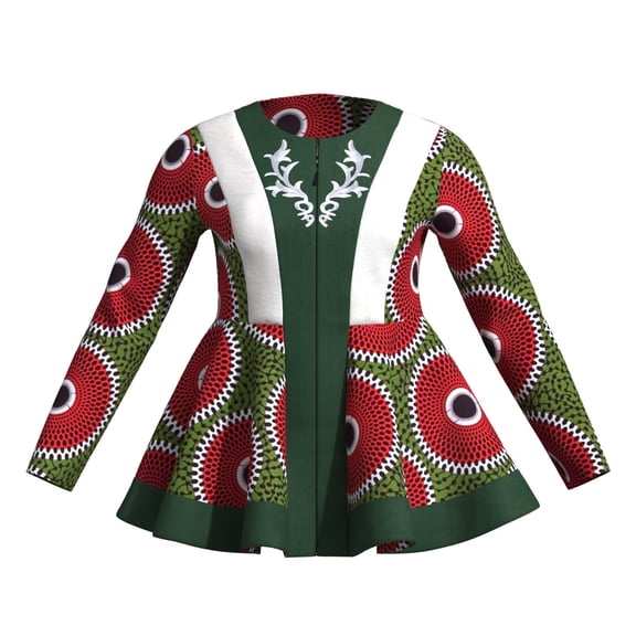 XIAOHUAGUA African Tops for Women Ankara Zipper Coat Wax Print Long Sleeve