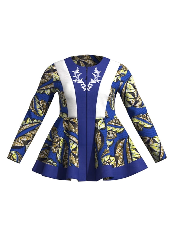 African Coat Tops for Women Dashiki Ankara Zipper Coat Batik Wax Printing Jacket Cotton Long Sleeve