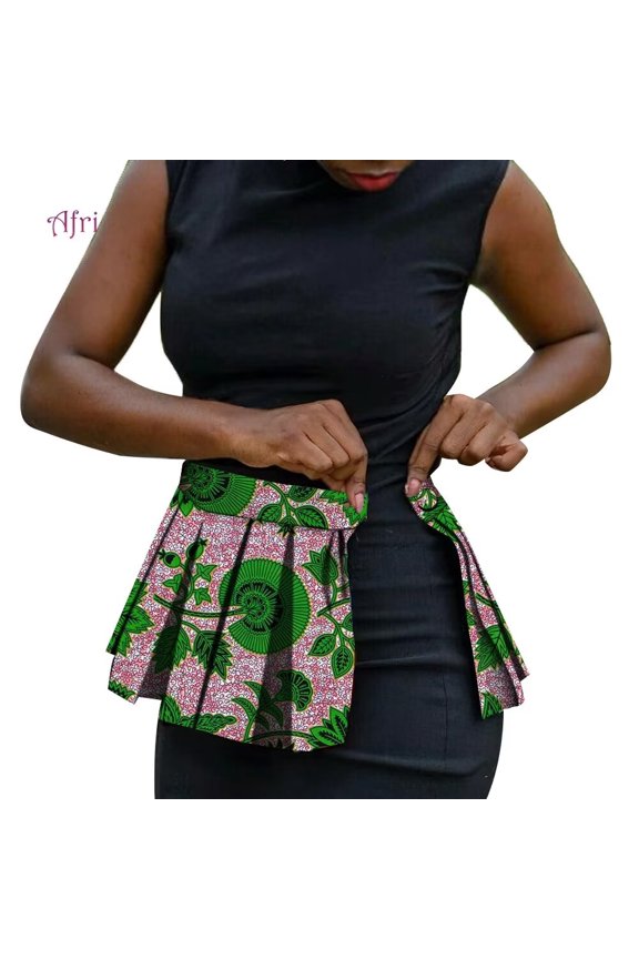 XIAOHUAGUA African Fabric Print Belt for Women Party Festival Dance Pleated Skirt Belts