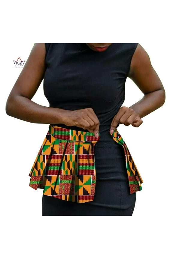 XIAOHUAGUA African Fabric Print Belt for Women Party Festival Dance Pleated Skirt Belts