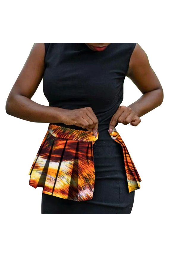 XIAOHUAGUA African Fabric Print Belt for Women Party Festival Dance Pleated Skirt Belts
