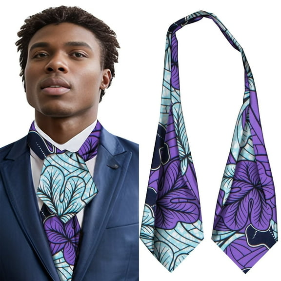 XIAOHUAGUA African Men's Kente Self-Tied Neck Cravat Tie Ascot Tie Formal Party Wedding Cravats Gift