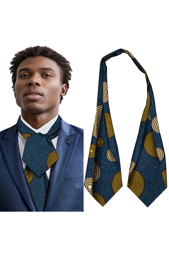 African Men's Kente Self-Tied Neck Cravat Tie Ascot Tie Formal Party Wedding Cravats Gift