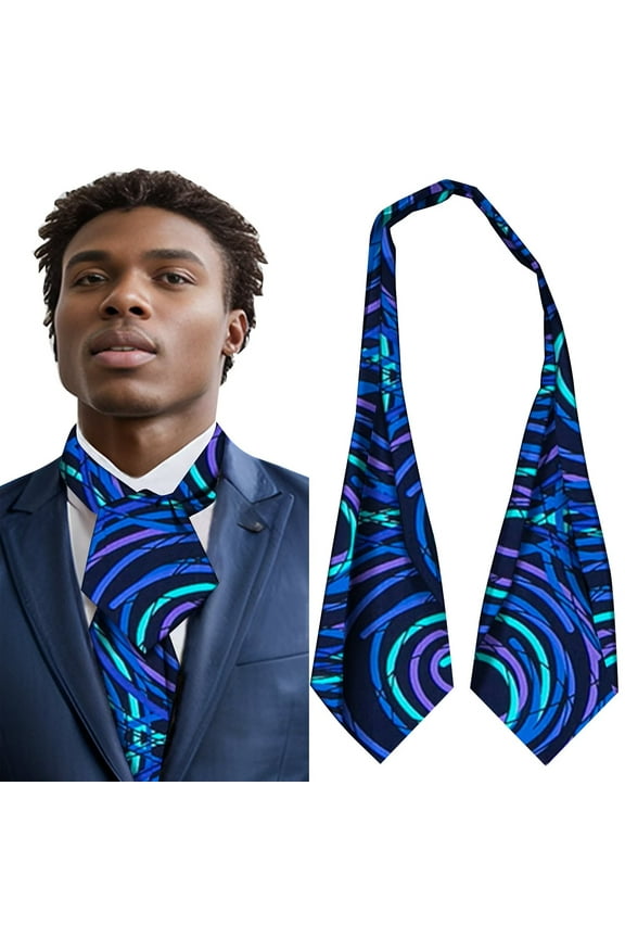 African Men's Kente Self-Tied Neck Cravat Tie Ascot Tie Formal Party Wedding Cravats Gift