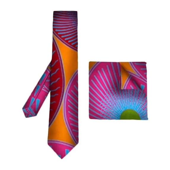 XIAOHUAGUA African Print Tie Set Ankara Necktie and Pocket Squares for Wedding Men Christmas Father's Day Gift