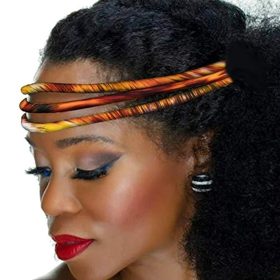 XIAOHUAGUA African Wax Print Headband Kente 3 Strand Vibrant Afrocentric Headband Headwrap Accessory