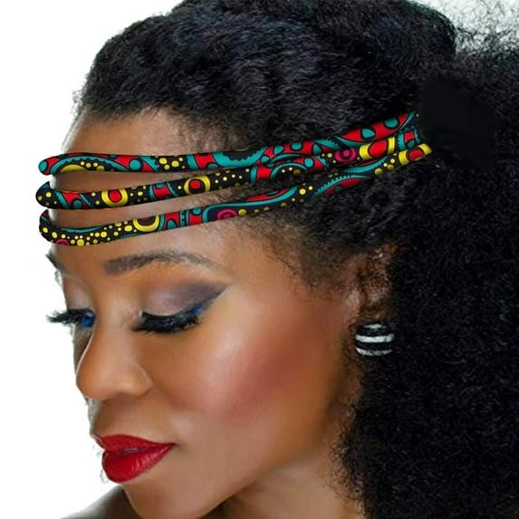 XIAOHUAGUA African Wax Print Headband Kente 3 Strand Vibrant Afrocentric Headband Headwrap Accessory