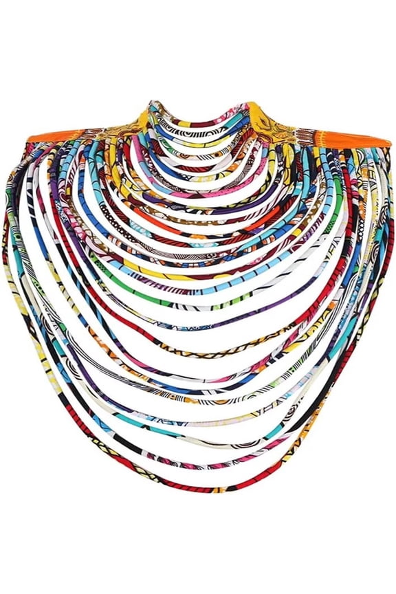 African Women Handmade Necklaces Ankara Kente Necklace Long Multi Strand African Wax Collar