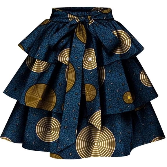 XIAOHUAGUA African Women Skirt Ankara Tradition Print Wax Patchwork Skirts Full Circle Skirt