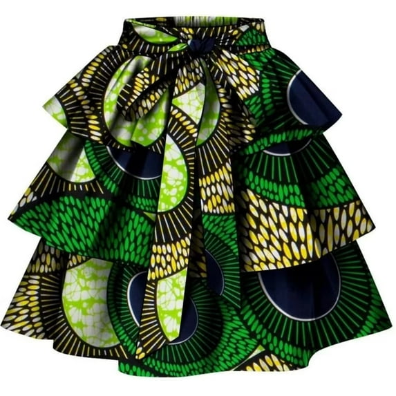 XIAOHUAGUA African Women Skirt Ankara Tradition Print Wax Patchwork Skirts Full Circle Skirt