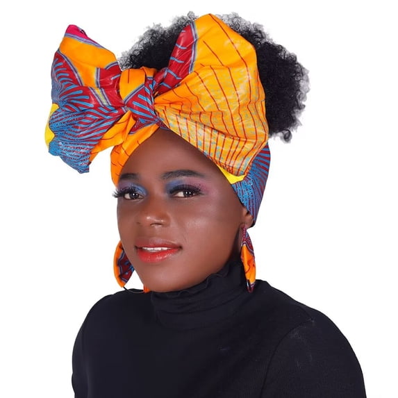XIAOHUAGUA Fashion African Head Scarf And Warrings 2 Pieces Women Headwear Wax Ankara Hairband
