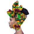 thumbnail image 1 of XIAOHUAGUA Fashion African Head Scarf And Warrings 2 Pieces Women Headwear Wax Ankara Hairband, 1 of 4