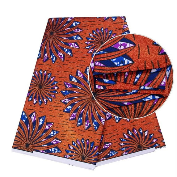 XIAOHUAGUA Shine 6 Yards/Pcs African Batik Fabric Ankara Wax Print Tribal Bronzing Gold Stamping Fabric Dashiki Polyester