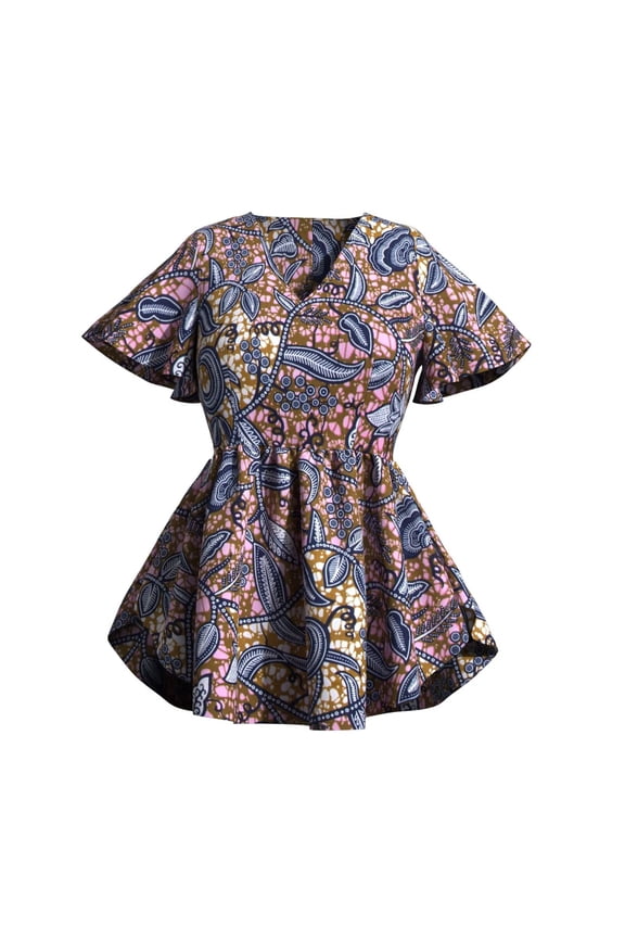Women's African Print Blouse Ankara Tribal Top Kente Wax Tops African women shirt