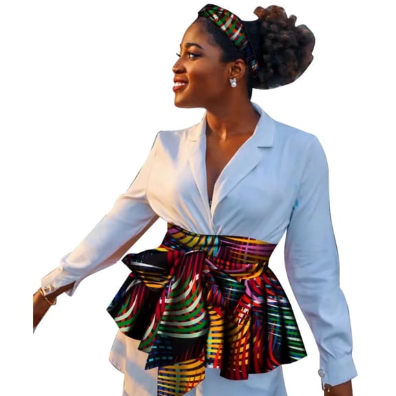 XIAOHUAGUA Wrap Women Skirts Africa Lady High Waist Pleated Short Skirt with Belt Asymmetrical Female Clothes