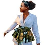 XIAOHUAGUA Wrap Women Skirts Africa Lady High Waist Pleated Short Skirt with Belt Asymmetrical Female Clothes