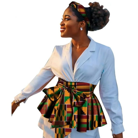 XIAOHUAGUA Wrap Women Skirts Africa Lady High Waist Pleated Short Skirt with Belt Asymmetrical Female Clothes