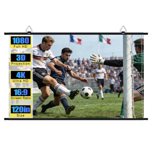 XIAOHUI 60 inch Projector Screen, Portable Projector Screen for Indoor Outdoor, 4K ALR Hanging Projection Screen for Home Theater Backyard Party Movie Nights, 16:9 HD