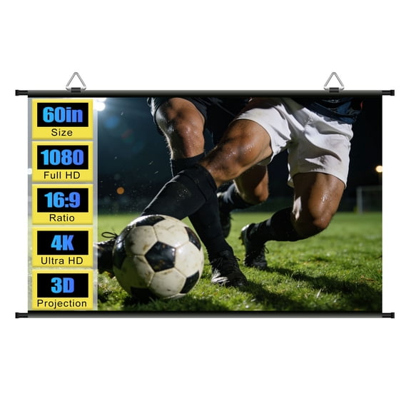 XIAOHUI 60 inch Projector Screen, Portable Projector Screen for Indoor Outdoor, 4K ALR Hanging Projection Screen for Home Theater Backyard Party Movie Nights, 16:9 HD