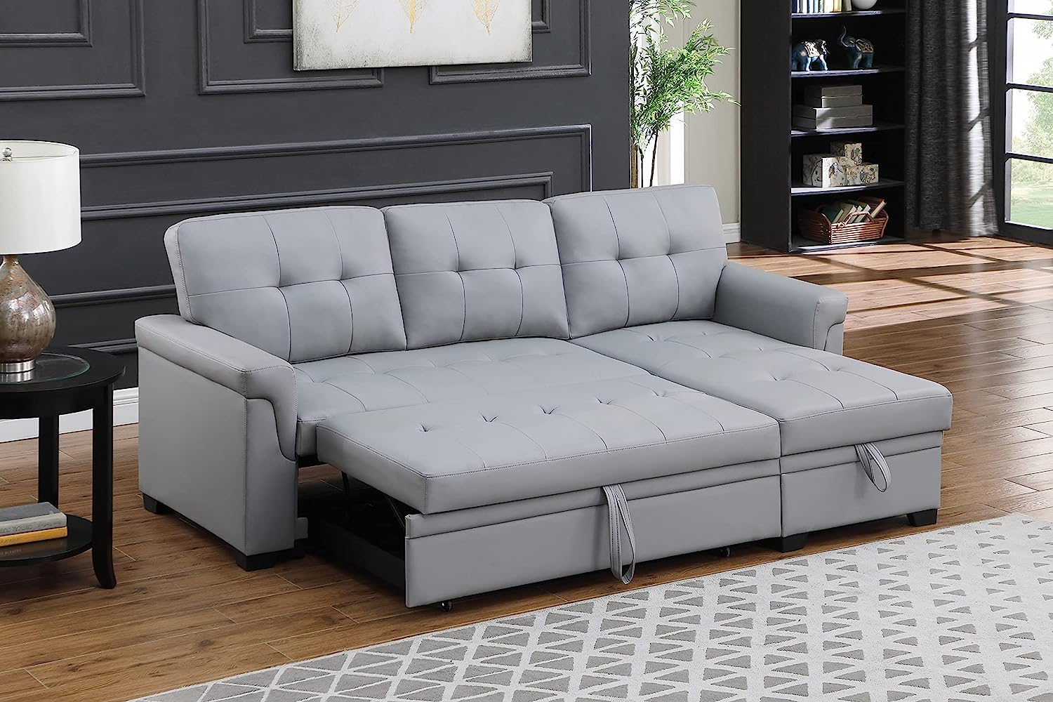 XIAOJIAWU L Shaped Convertible Sleeper Sofa with Reversible Chaise ...