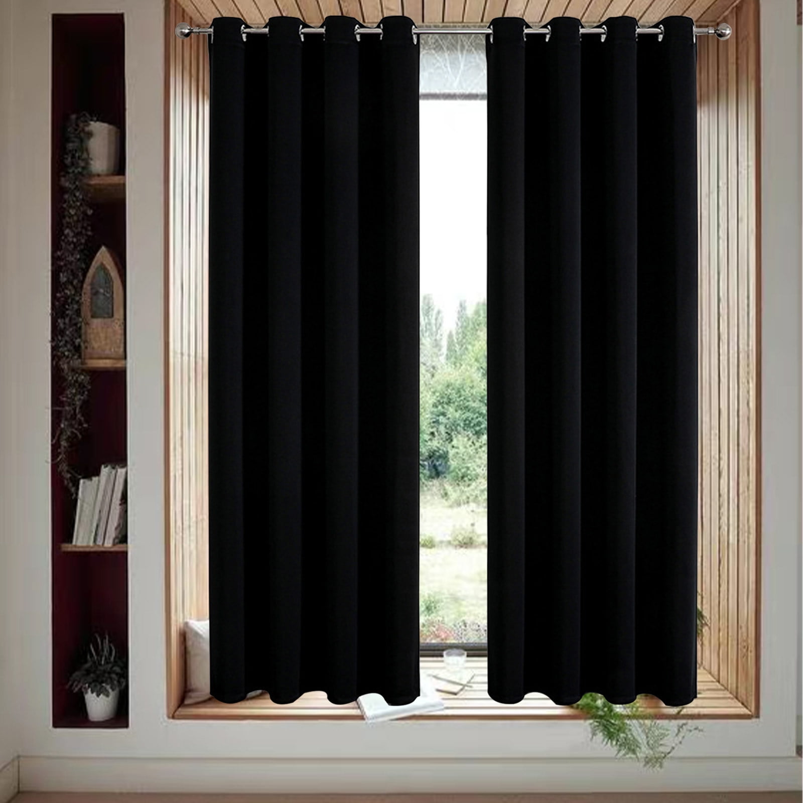 XIAOLE 100% Blackout Curtains 39x 51 Inch With Tiebacks Full Shade ...