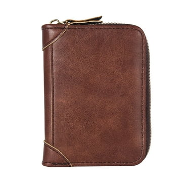 XIAOLE 14 Card Slots Credit Card Holder, Artificial Genuine Leather Small Card Case for Women or Men Accordion Wallet with Zipper, KeyChain Wallet, Compact Size, 4.1x3.1 Inch