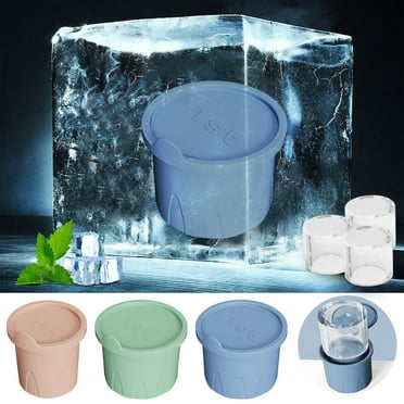 XIAOLE 2024 Easy Release Silicone Ice Tray,With Lid For 20-40 Cups 3 Hollow Cylinder Ice Molds For Mugs Reusable Large Ice Tray Suitable For 20oz-25oz,Green