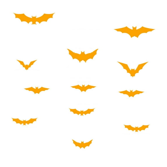 XIAOLE 24 Pack Halloween Bats Wall Decor, Lighted 3d Bat Stickers For Halloween Party, Luminous Bats Hanging Flags, Bedroom Window Decorations, Indoor And Outdoor Home Decor, Yellow