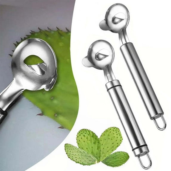 XIAOLE 2pcs Spoon Cactus Peeler, Stainless Steel Cuchara Pelador De Nopales Multi-Function Pelador De Nopales Cactus Peeler Tool Chinese Noodle Cutter For Kitchen Gadgets