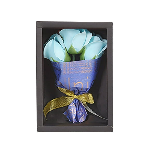 XIAOLE 3 Bundles Artificial Rose Bouquet Soap Flower Petals Decor Women Mother'S Day Gifts,For Mom Wife Best Friend,Birthday Christmas Valentine'S Day From Daughter Son Husband,(Blue)