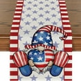 thumbnail image 1 of XIAOLE 4th Of July Decorations Table Runners,13x72 Inches,Memorial Day American Flag Stars And Stripes Patriotic Gnomes Truck Pattern Dining Table Cloth Strip Towel Independence Day Decor, 1 of 4