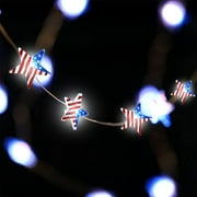 XIAOLE 4th Of July Red White Blue Star And Usa Flag Lights ,Battery Operated Remote Timer With 8 Modes, For Independence Day Decorations, 4th Of July Decorations ,1m,2m/39.3,78.74in