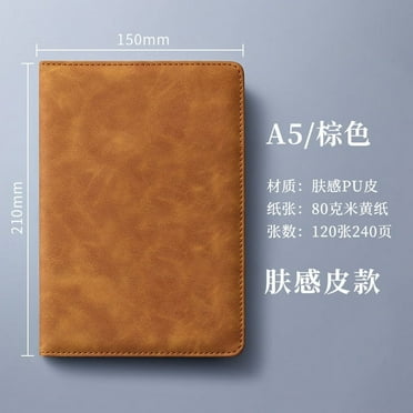 XIAOLE A5 Notebook No Deduction, 240 Sheets A5 Hardcover Leather Notebook For Writing, Travel, Business, Work , College Ruled Notebooks For Note Taking,Diary Notepad,21x15x1.5cm, Brown