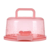 XIAOLE Cake Carrier with Lid and Handle, 2 In 1 Multipurpose Cake Stand Fits 9 inch Cake or 7 Cupcakes, Cake Holder Serves as Serving Tray, Portable Cheesecake Container, Pink