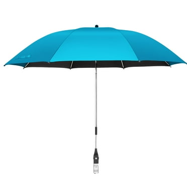 XIAOLE Chair Umbrella with Universal Clamp, Adjustable Beach Umbrella for Chair, 42 inches 360° Swivel UPF 50+, Portable Clamp on Patio Chair Beach Chair Stroller Wheelchair Golf Carts