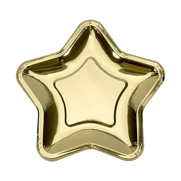 XIAOLE Christmas New Year Pentagram Disposable Tableware Star Birthday Party Decoration, 10 Pcs Star Gold Paper Plates, 7 Inch Pentagram Paper Plates For Appetizers, Dessert, Party Supplies